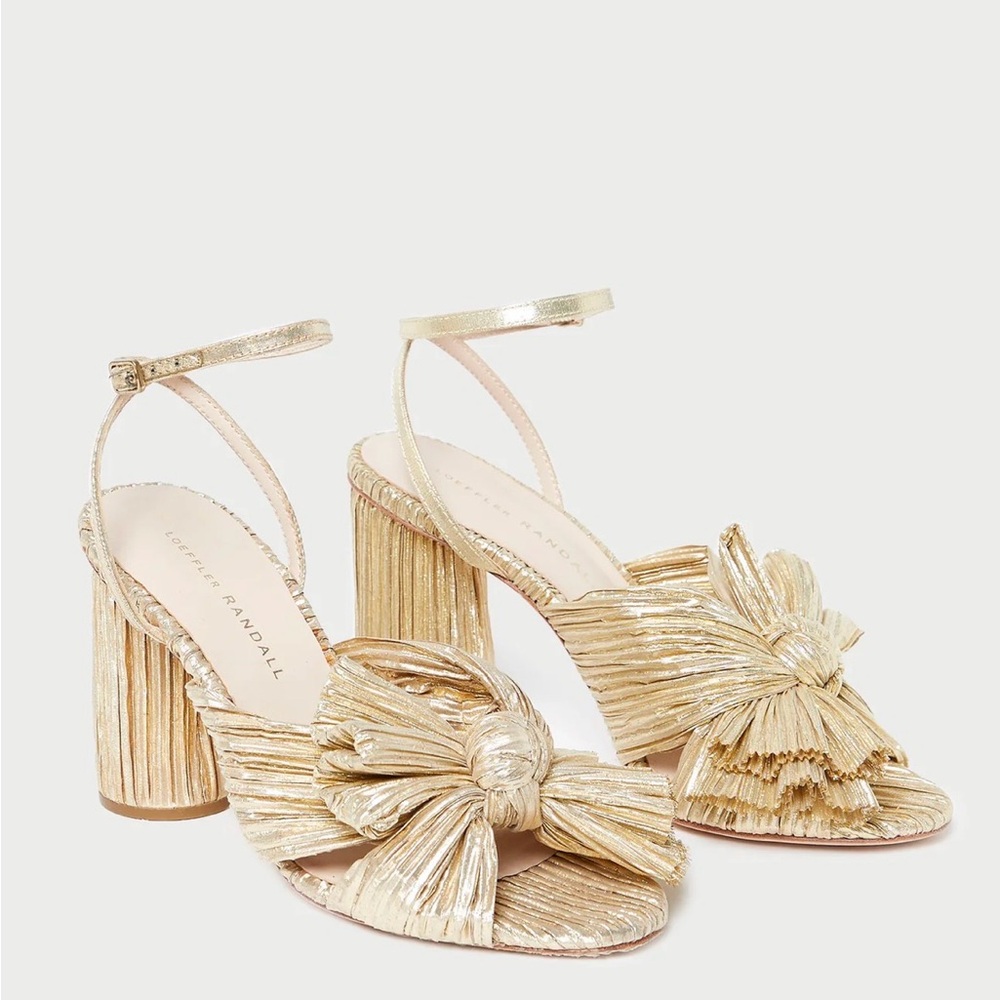 Loeffler Randall Camellia Gold Pleated Bow Heel - Picture 5 of 12